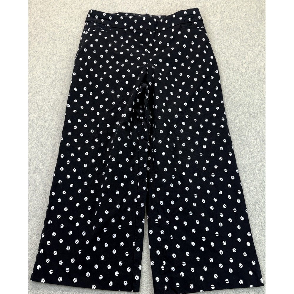 Chico's Womens Wide Leg Cropped Pants Black 90s Preppy Polka Dot 2.5 US 14R